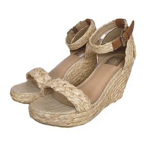 Dolce Vita Decatur Raffia Wedge Sandals Womens Size 7 Braided Ankle Straps